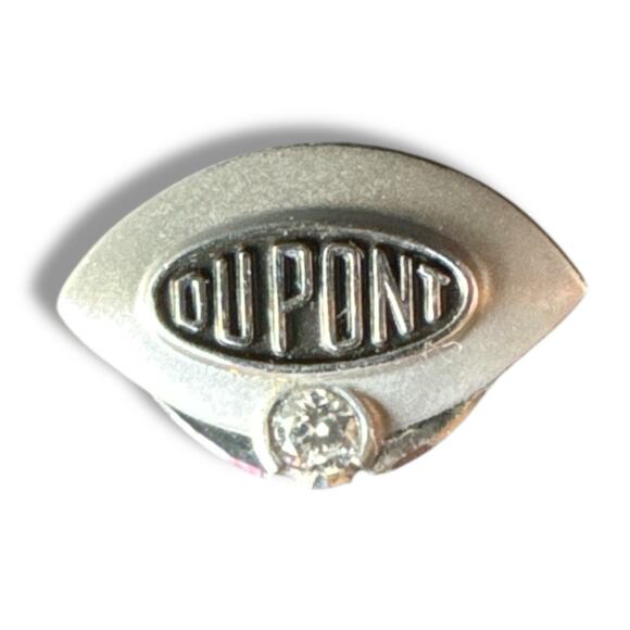 DUPONT , 14 KARAT WHITE GOLD WITH DIAMOND EMPLOYEE SERVICE AWARD PIN/TIE TACK - Picture 1 of 6